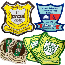 Custom private Name Logo design Border Edge Sew On Iron On labels  Woven Badges For School Company Uniform Clothing